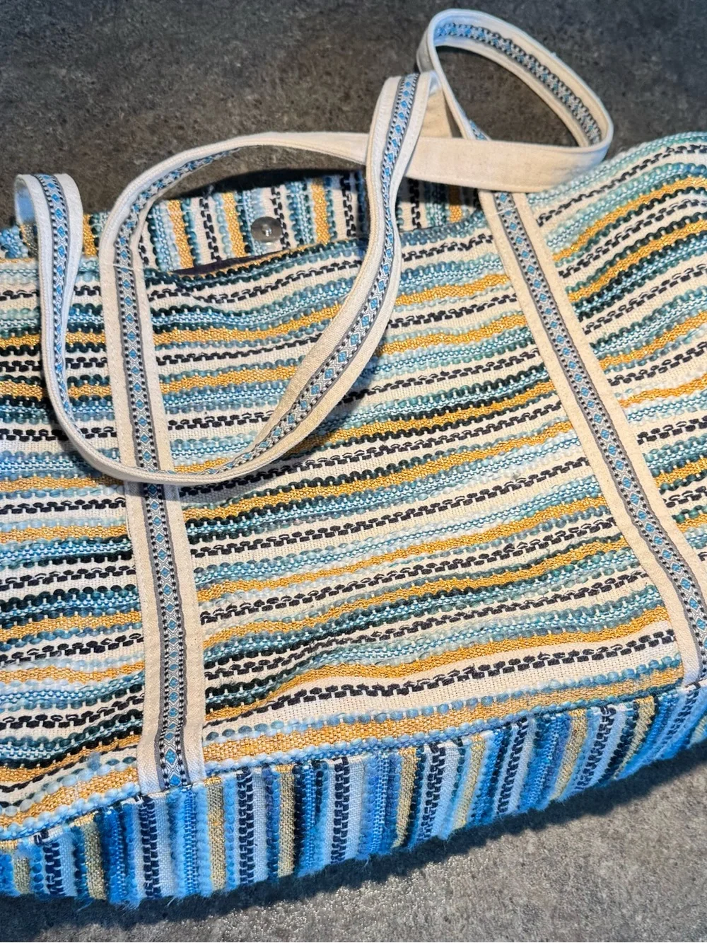 America Beyond Beaded Evil Eye Large Beach Tote with Coin Purse Grecian Nights